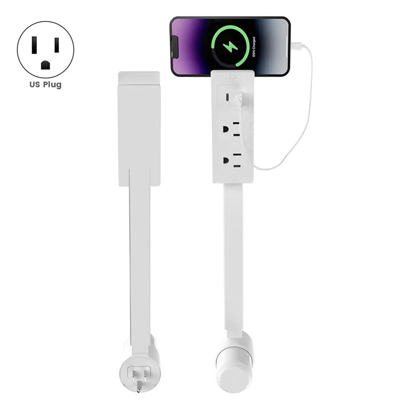 JHD 2 AC Outlet Extender Feature USB-A,USB-C- 22" for to 27" Extension, US Plug for Reachable Spaces