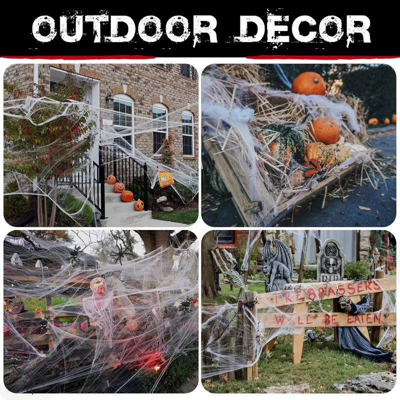 1400 Sqft Halloween Spider Webs Decorations with 150 Extra Fake Spiders Super Stretchy Cobwebs for Halloween Decor