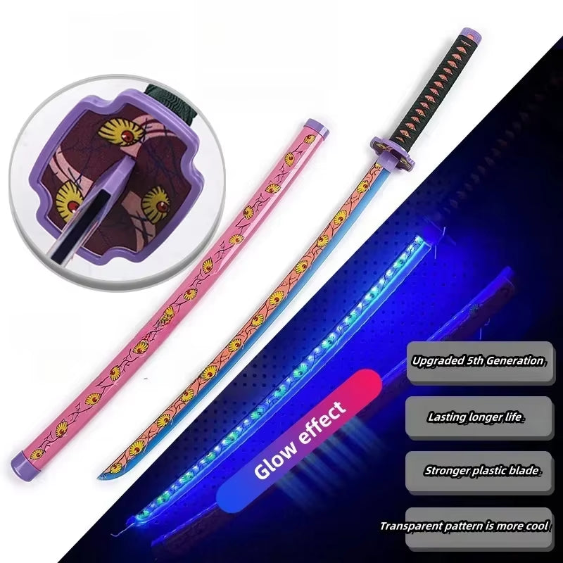 75Cm Luminous Demon Slayer Katana Swords Rechargeable Real Size Japanese Katana Samurai Tanjirou Cosplay Prop Anime Toys Gift