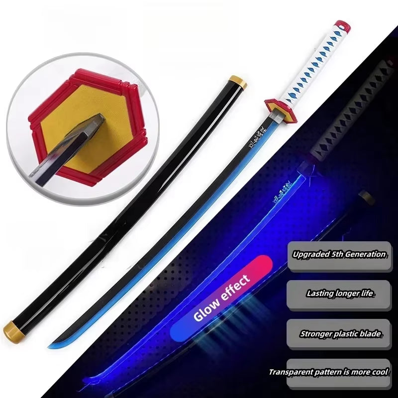 75Cm Luminous Demon Slayer Katana Swords Rechargeable Real Size Japanese Katana Samurai Tanjirou Cosplay Prop Anime Toys Gift