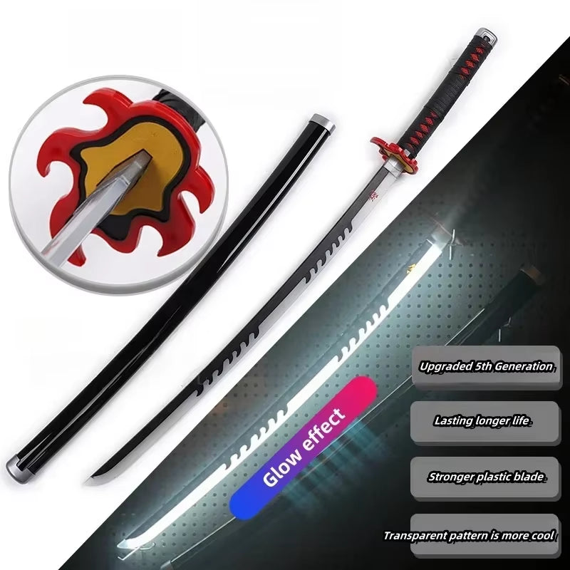 75Cm Luminous Demon Slayer Katana Swords Rechargeable Real Size Japanese Katana Samurai Tanjirou Cosplay Prop Anime Toys Gift