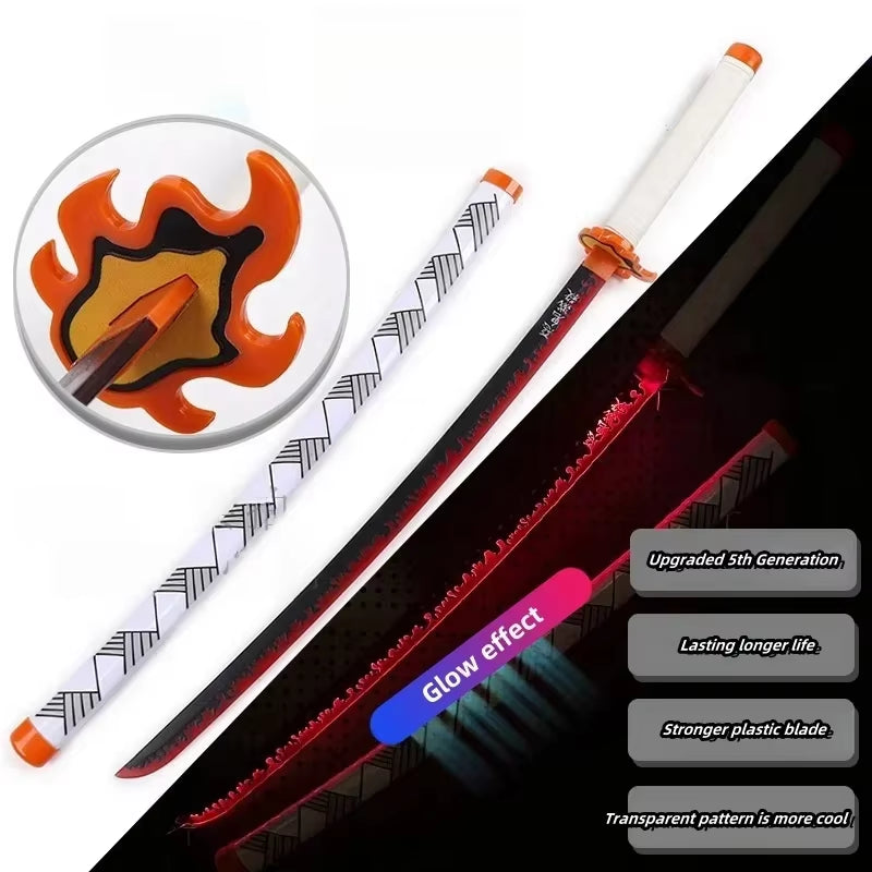 75Cm Luminous Demon Slayer Katana Swords Rechargeable Real Size Japanese Katana Samurai Tanjirou Cosplay Prop Anime Toys Gift