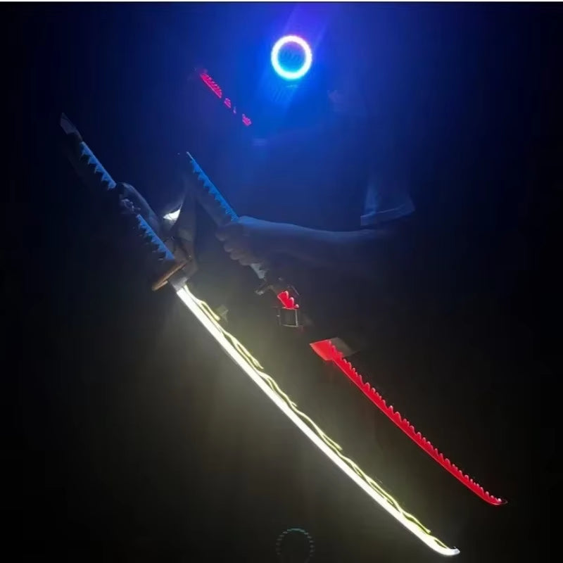 75Cm Luminous Demon Slayer Katana Swords Rechargeable Real Size Japanese Katana Samurai Tanjirou Cosplay Prop Anime Toys Gift