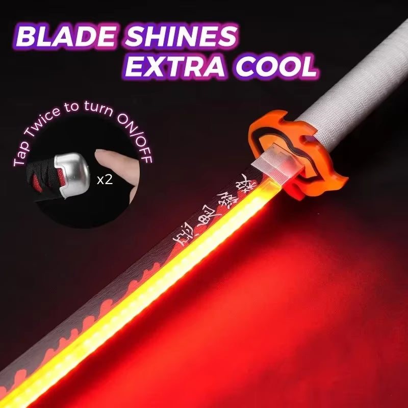 75Cm Luminous Demon Slayer Katana Swords Rechargeable Real Size Japanese Katana Samurai Tanjirou Cosplay Prop Anime Toys Gift