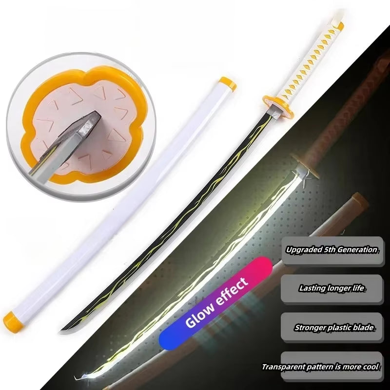 75Cm Luminous Demon Slayer Katana Swords Rechargeable Real Size Japanese Katana Samurai Tanjirou Cosplay Prop Anime Toys Gift