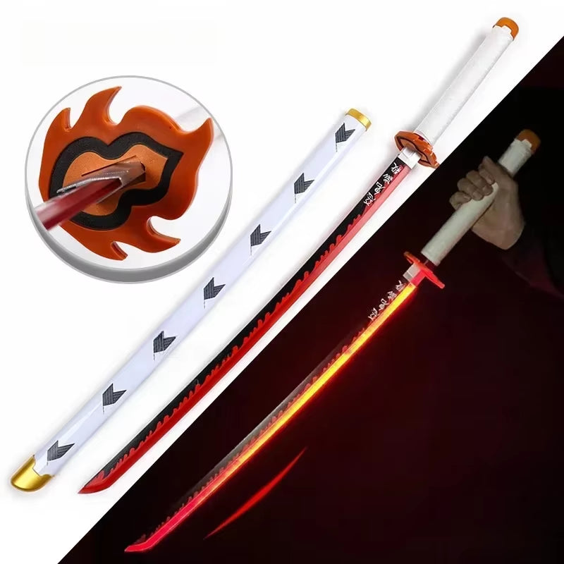 75Cm Luminous Demon Slayer Katana Swords Rechargeable Real Size Japanese Katana Samurai Tanjirou Cosplay Prop Anime Toys Gift