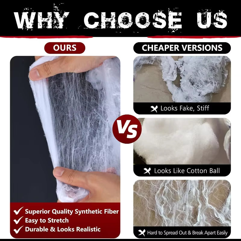 1400 Sqft Halloween Spider Webs Decorations with 150 Extra Fake Spiders Super Stretchy Cobwebs for Halloween Decor