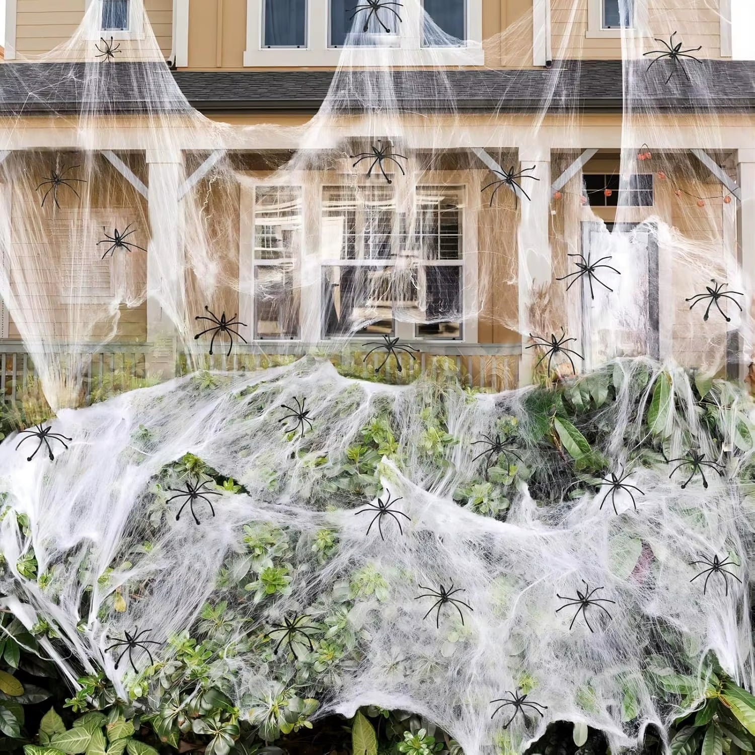 1400 Sqft Halloween Spider Webs Decorations with 150 Extra Fake Spiders Super Stretchy Cobwebs for Halloween Decor