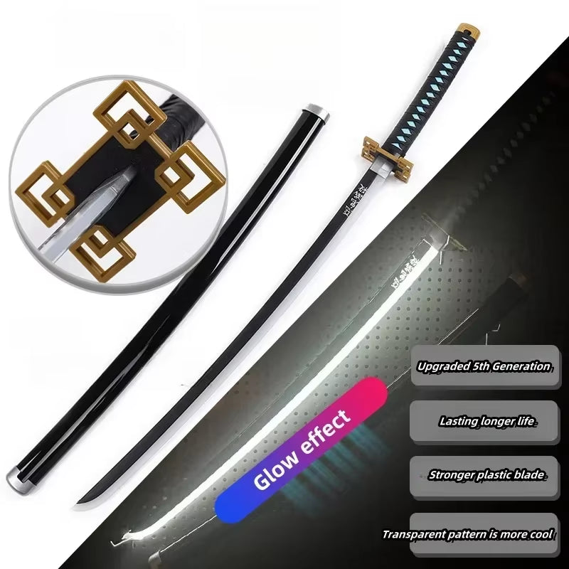75Cm Luminous Demon Slayer Katana Swords Rechargeable Real Size Japanese Katana Samurai Tanjirou Cosplay Prop Anime Toys Gift