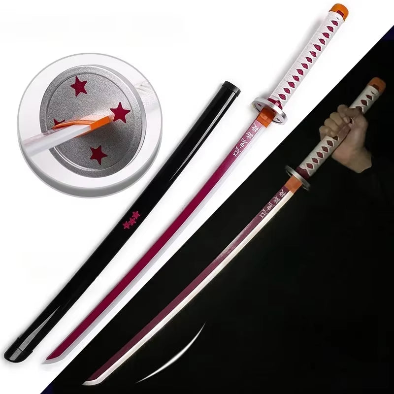 75Cm Luminous Demon Slayer Katana Swords Rechargeable Real Size Japanese Katana Samurai Tanjirou Cosplay Prop Anime Toys Gift