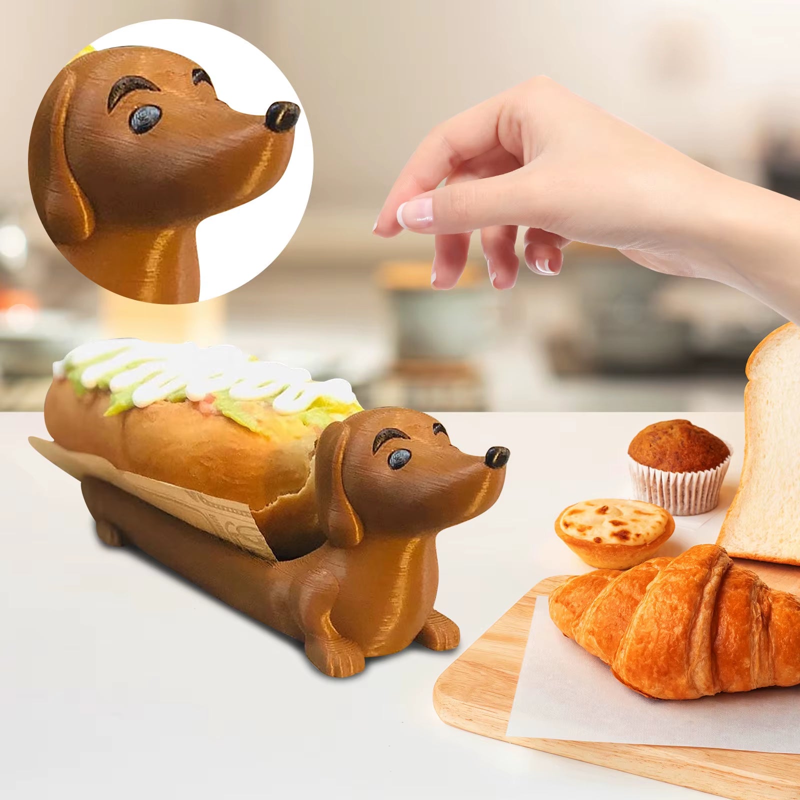 Sausage Dog Tray,Fun Hot Dog Sushi Tray,Candy Plate,Sausage Dog Meal Plate,Cute Shape Sandwich Dog Meal Plate for Home Decor