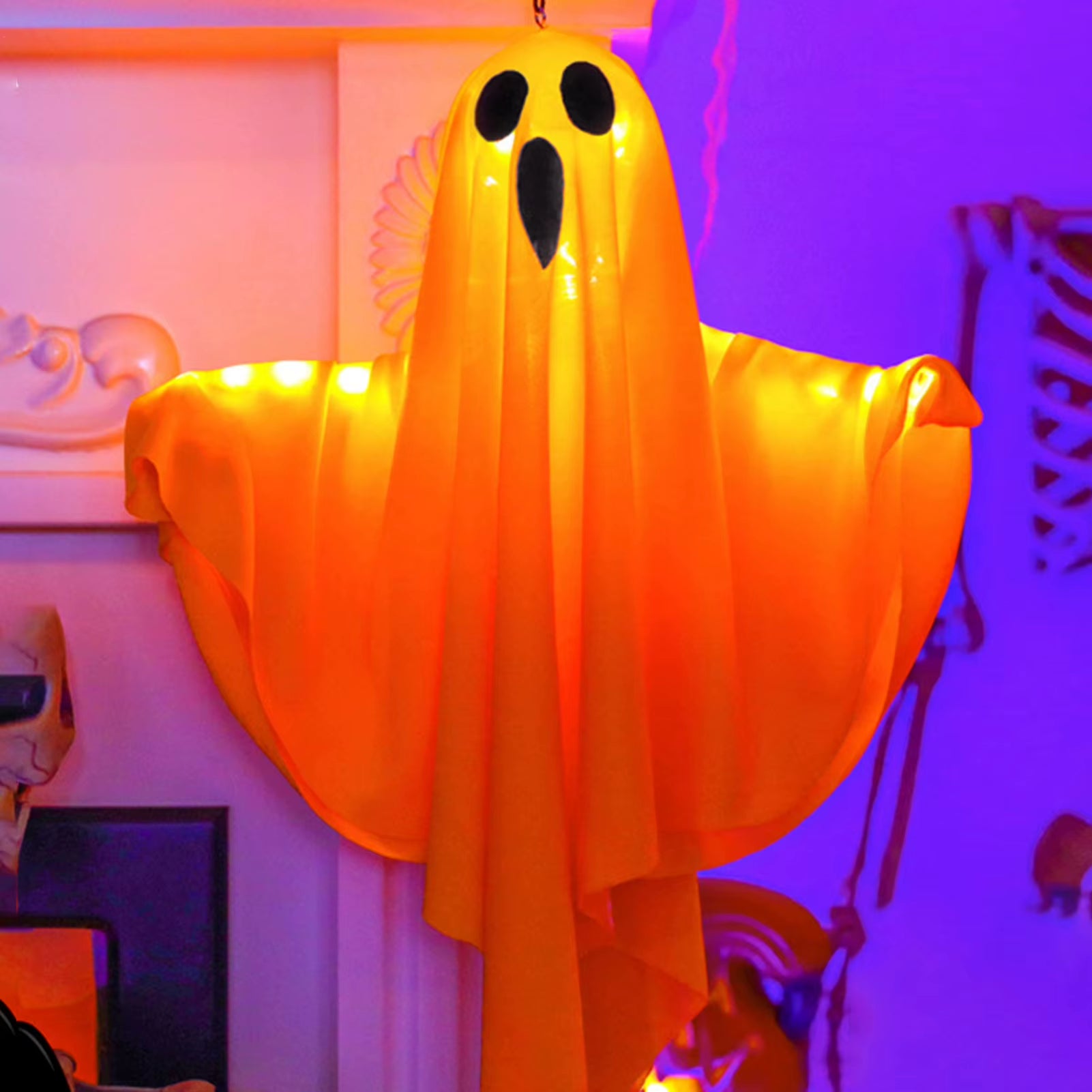 Halloween LED Ghost Lights Decorations Adjustable Hanging Spooky Decor for Halloween Party Home Outdoor Decoration