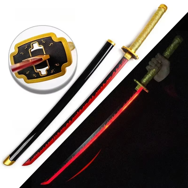 75Cm Luminous Demon Slayer Katana Swords Rechargeable Real Size Japanese Katana Samurai Tanjirou Cosplay Prop Anime Toys Gift