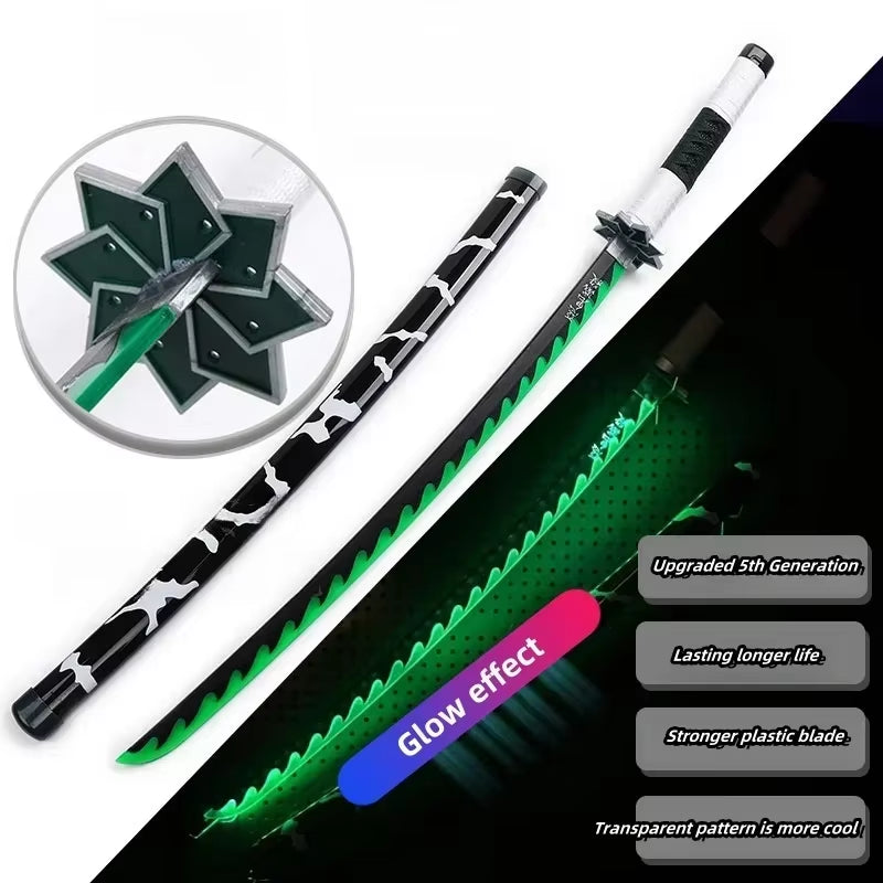 75Cm Luminous Demon Slayer Katana Swords Rechargeable Real Size Japanese Katana Samurai Tanjirou Cosplay Prop Anime Toys Gift