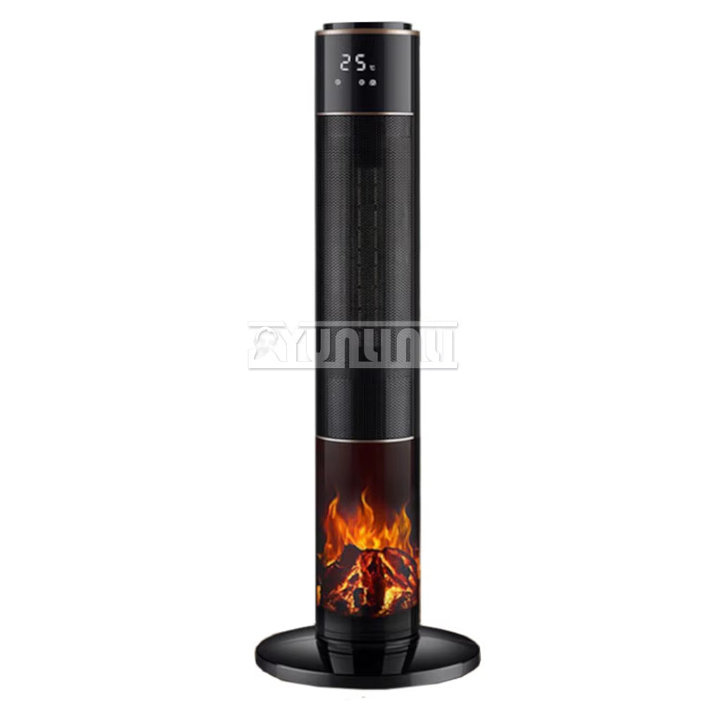 Household Vertical Heater Warm Air Blower PTC Ceramic Heating Fan 3D Imitation Flame Hot Air Fan Riscaldatore Elettrico