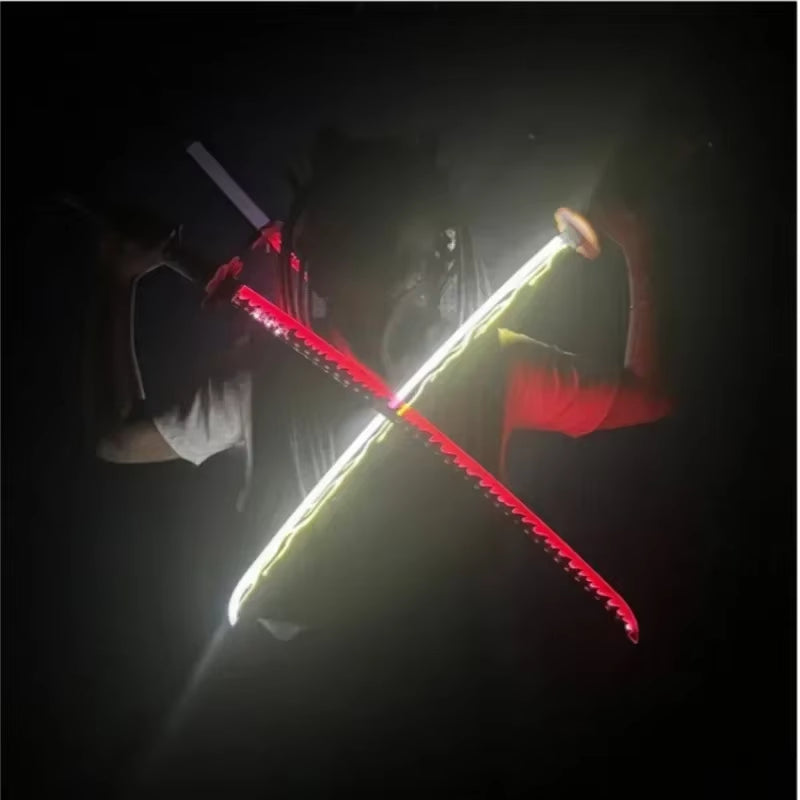 75Cm Luminous Demon Slayer Katana Swords Rechargeable Real Size Japanese Katana Samurai Tanjirou Cosplay Prop Anime Toys Gift