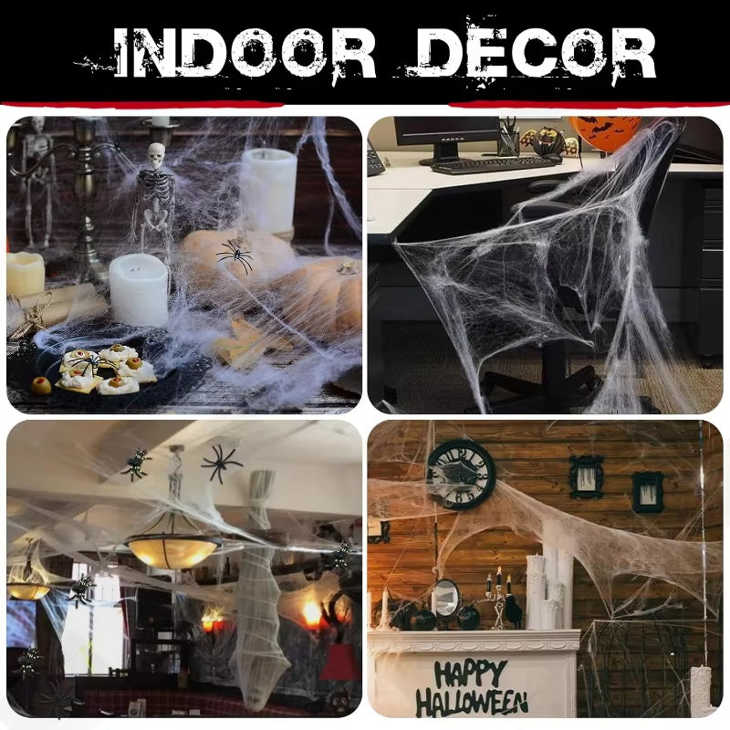 1400 Sqft Halloween Spider Webs Decorations with 150 Extra Fake Spiders Super Stretchy Cobwebs for Halloween Decor