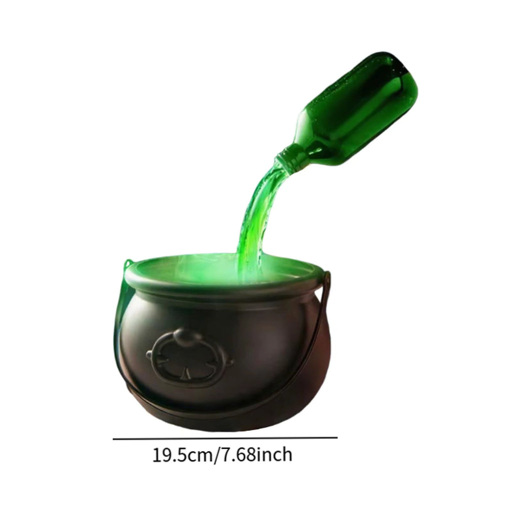 Halloween Witch Cauldron Mist Maker with Lights Indoor Floating Bottle Mist Maker Spooky Horror Holiday Haunted House Pot Prop