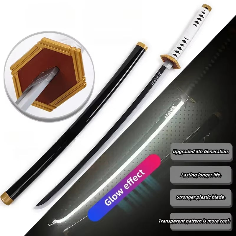 75Cm Luminous Demon Slayer Katana Swords Rechargeable Real Size Japanese Katana Samurai Tanjirou Cosplay Prop Anime Toys Gift