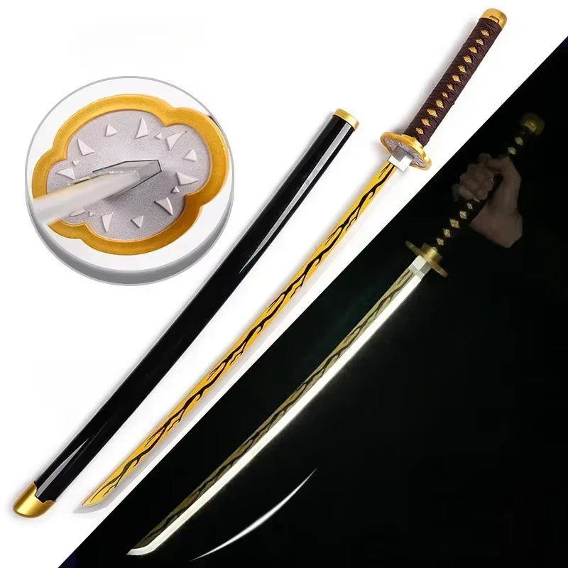 75Cm Luminous Demon Slayer Katana Swords Rechargeable Real Size Japanese Katana Samurai Tanjirou Cosplay Prop Anime Toys Gift