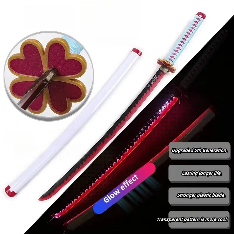 75Cm Luminous Demon Slayer Katana Swords Rechargeable Real Size Japanese Katana Samurai Tanjirou Cosplay Prop Anime Toys Gift