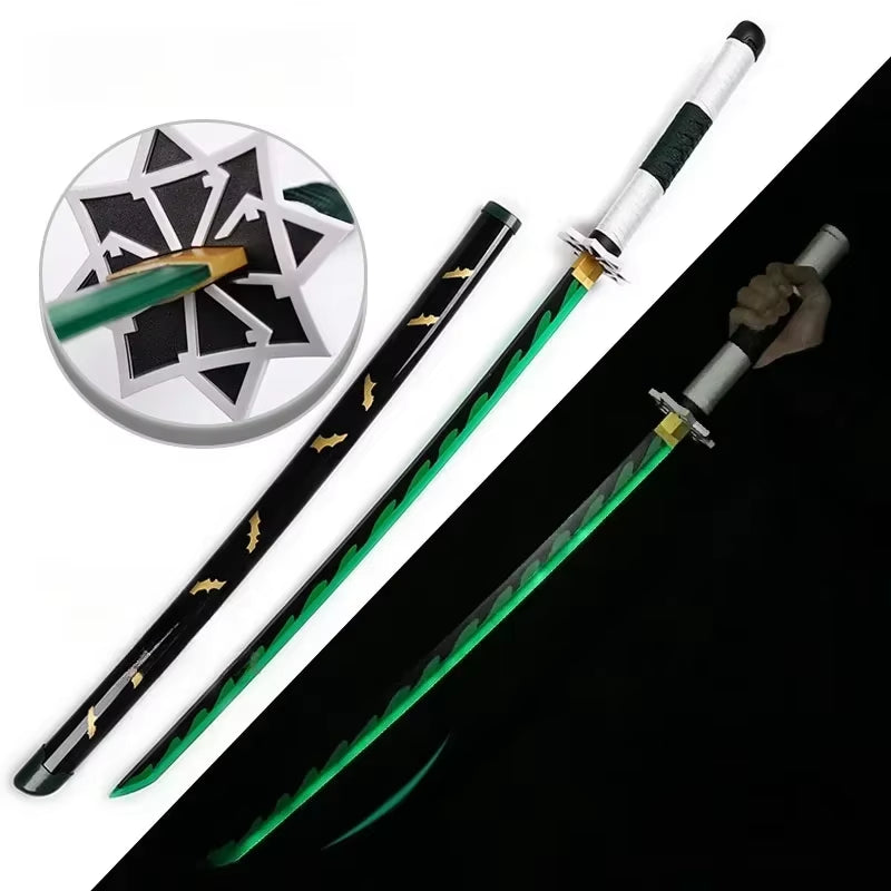 75Cm Luminous Demon Slayer Katana Swords Rechargeable Real Size Japanese Katana Samurai Tanjirou Cosplay Prop Anime Toys Gift