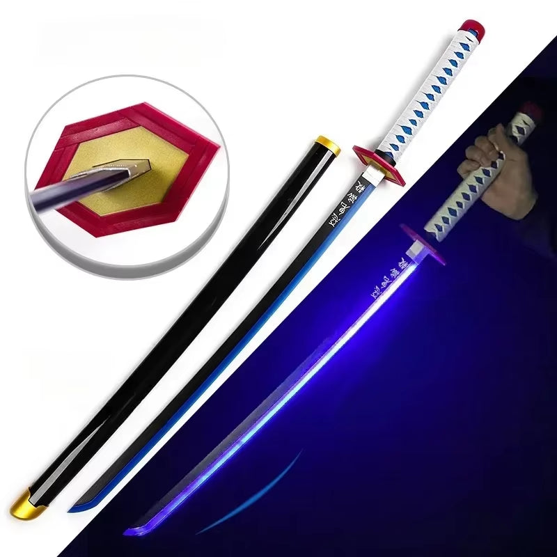 75Cm Luminous Demon Slayer Katana Swords Rechargeable Real Size Japanese Katana Samurai Tanjirou Cosplay Prop Anime Toys Gift